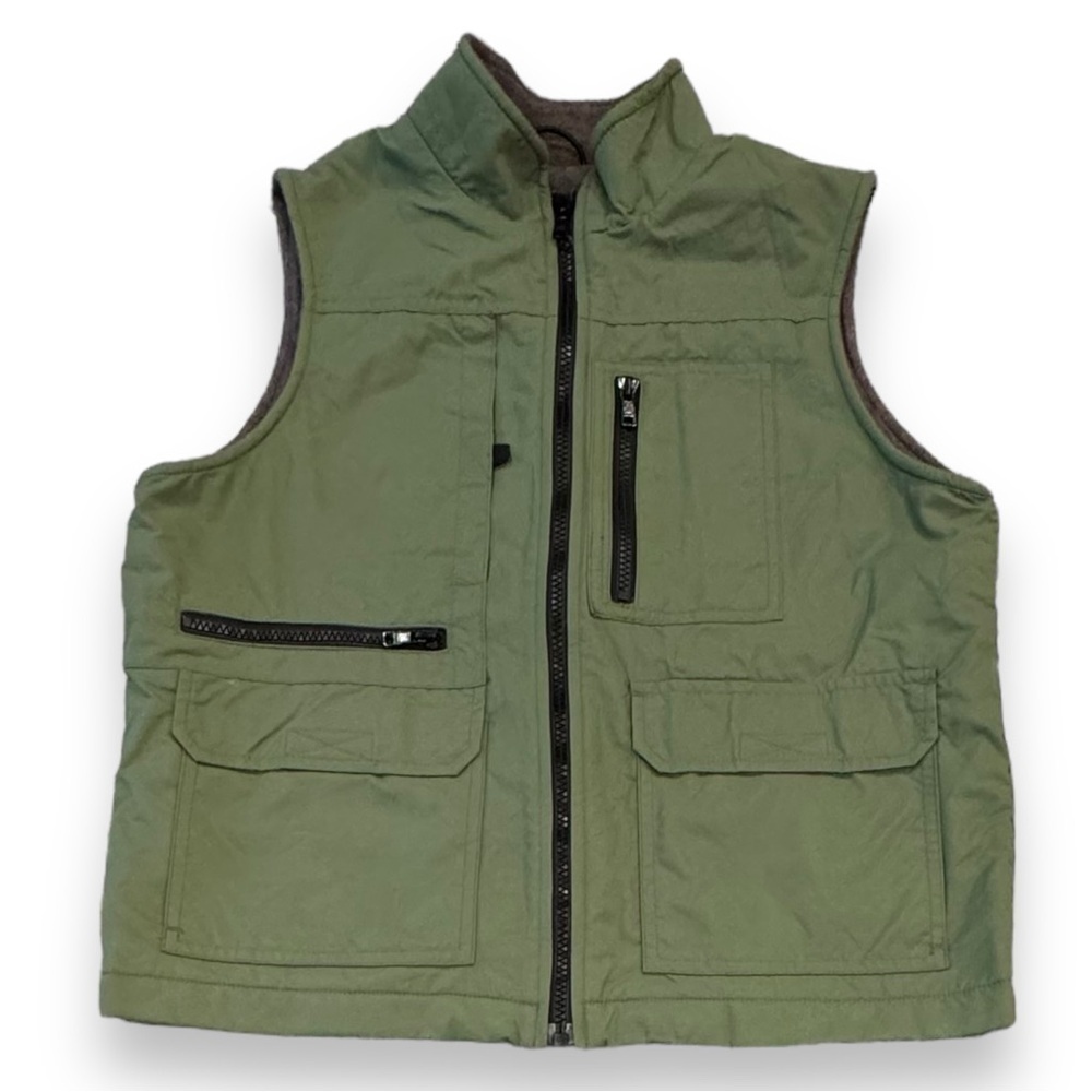 Class Club Boys Size Medium Green Vest with Pockets & Fleece Lined